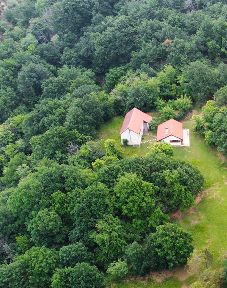 Vista panoramica del Parco delle Capanne di Marcarolo - paesaggio naturale incontaminato con boschi e sentieri